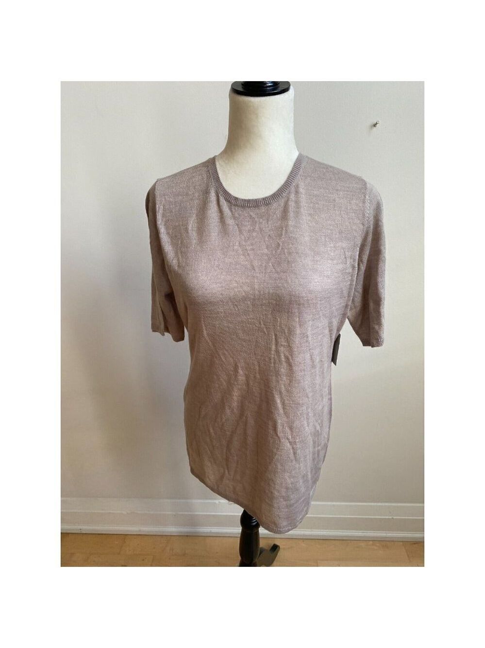 NORDSTROM BNWT Women Crew Neck Short Sleeve Sweater Sz Large Wool Blend